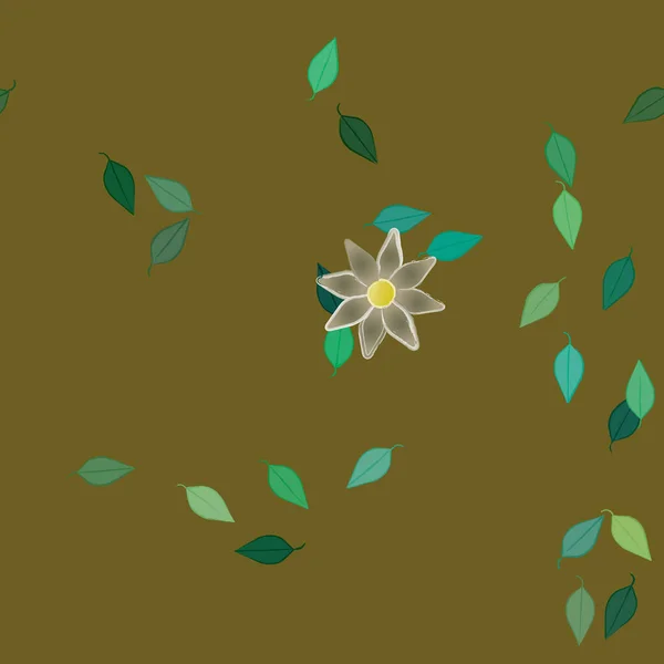 Composition Design Avec Fleurs Simples Feuilles Vertes Illustration Vectorielle — Image vectorielle