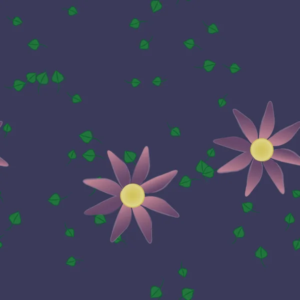 Belle Composition Avec Des Fleurs Colorées Simples Des Feuilles Vertes — Image vectorielle