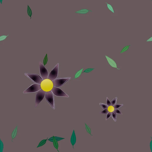 Flores Con Hojas Verdes Composición Libre Ilustración Vectorial — Vector de stock