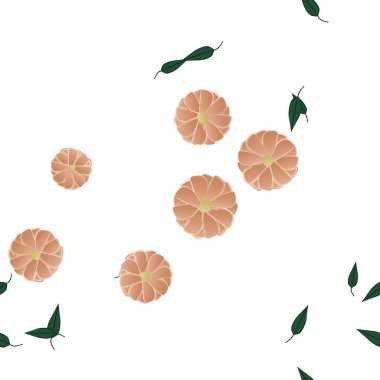 Serbest kompozisyonda yeşil yapraklı çiçekler, vektör illüstrasyonu