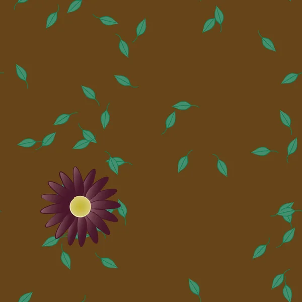 Composición Libre Con Flores Colores Simples Hojas Verdes Para Papel — Archivo Imágenes Vectoriales