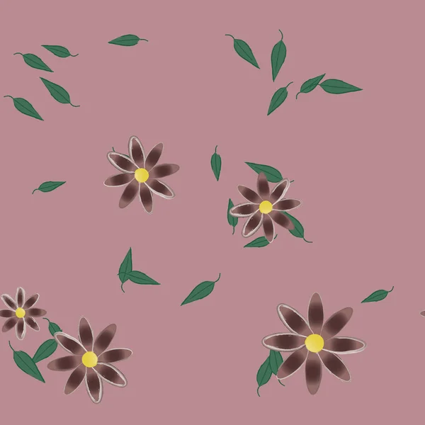 Fleurs Aux Feuilles Vertes Composition Libre Illustration Vectorielle — Image vectorielle