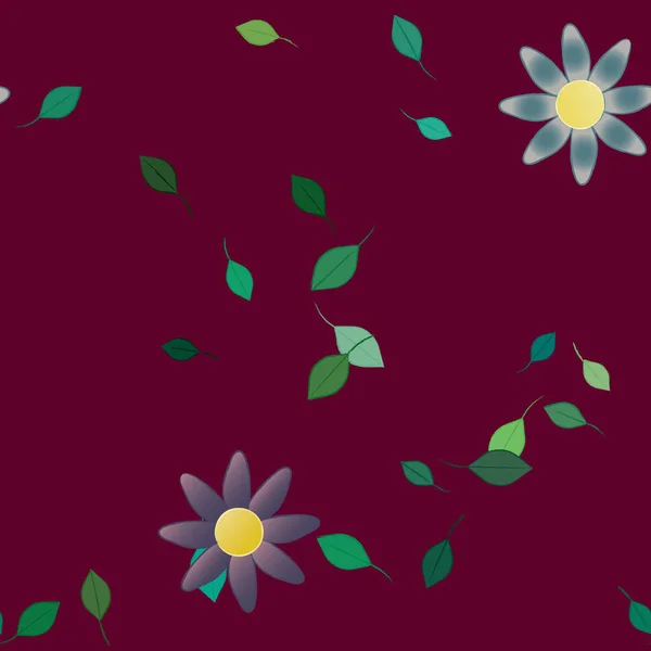 Belle Composition Avec Des Fleurs Colorées Simples Des Feuilles Vertes — Image vectorielle