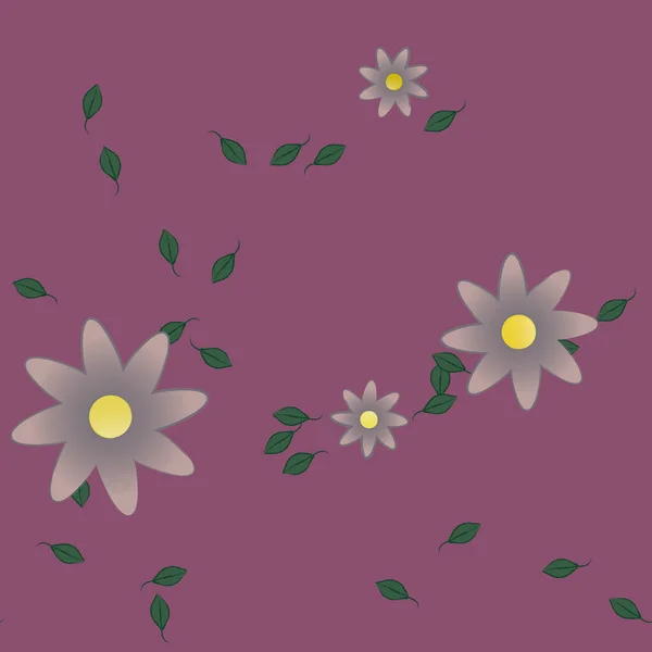 Composition Design Avec Fleurs Simples Feuilles Vertes Illustration Vectorielle — Image vectorielle