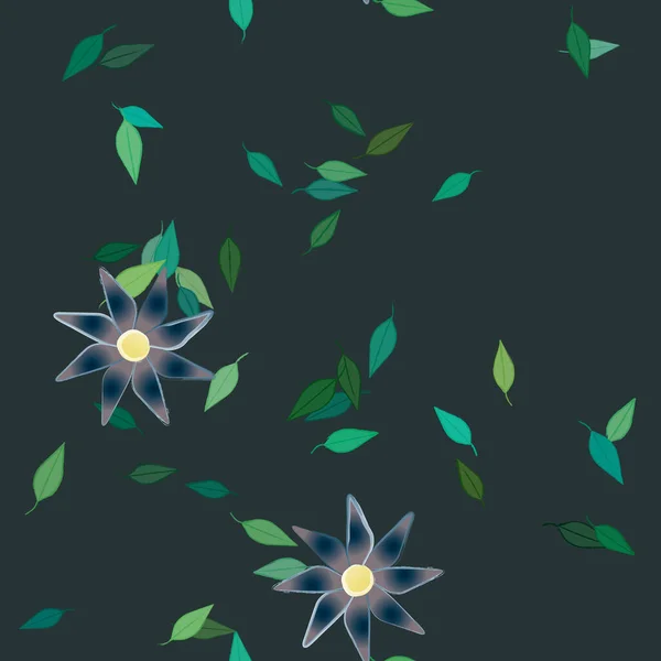 Composition Design Avec Fleurs Simples Feuilles Vertes Illustration Vectorielle — Image vectorielle