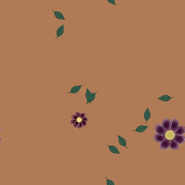 Fleurs Colorées Simples Feuilles Vertes Pour Papier Peint Illustration Vectorielle — Image vectorielle