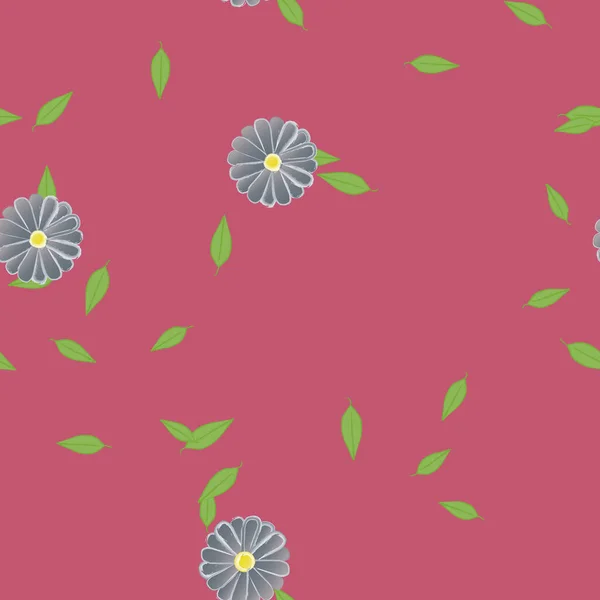 Flores Simples Con Hojas Verdes Composición Libre Ilustración Vectorial — Archivo Imágenes Vectoriales