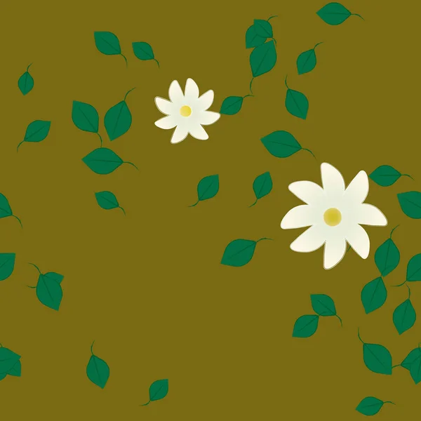 Designová Kompozice Jednoduchými Květy Zelenými Listy Vektorová Ilustrace — Stockový vektor