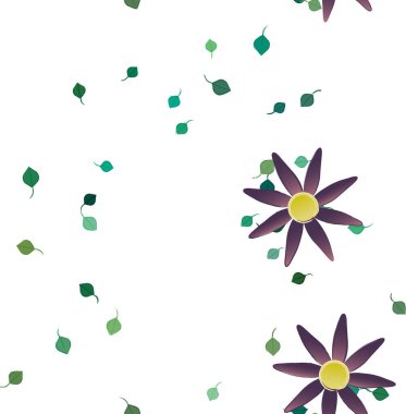 Basit renkli çiçekler ve yeşil yapraklı vektör şablonu