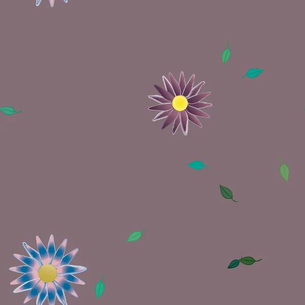 Composition Design Avec Fleurs Simples Feuilles Vertes Illustration Vectorielle — Image vectorielle