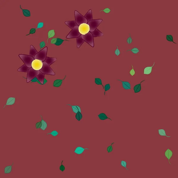 Composition Design Avec Fleurs Simples Feuilles Vertes Illustration Vectorielle — Image vectorielle