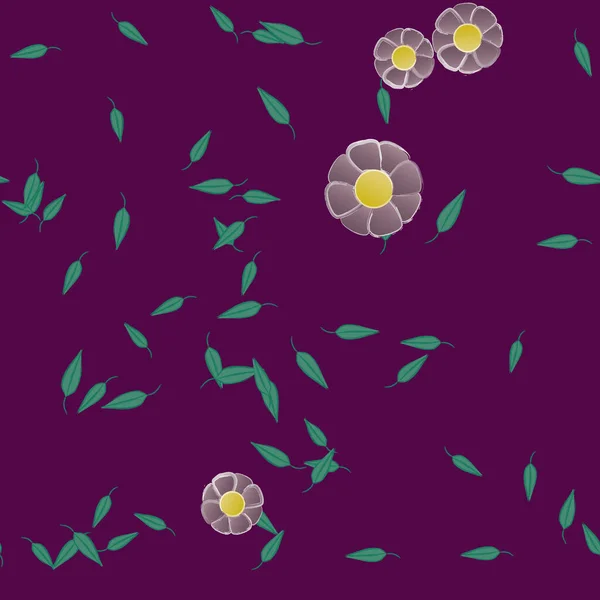 Einfache Blüten Mit Grünen Blättern Freier Zusammensetzung Vektorillustration — Stockvektor