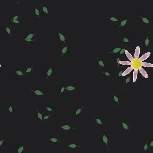 Fleurs Simples Avec Des Feuilles Vertes Composition Libre Illustration Vectorielle — Image vectorielle