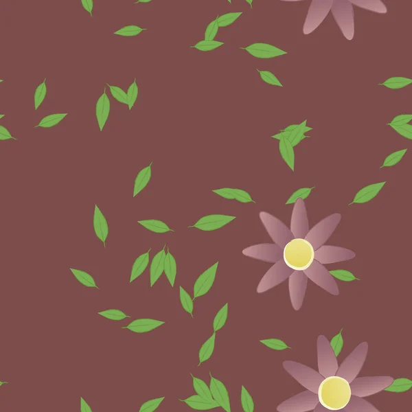 Composição Design Com Flores Simples Folhas Verdes Ilustração Vetorial —  Vetores de Stock