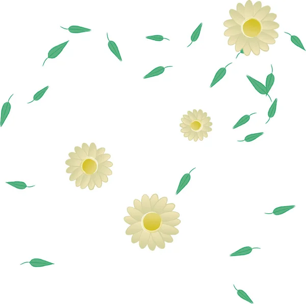 Прості Барвисті Квіти Зелене Листя Шпалер Векторні Ілюстрації — стоковий вектор