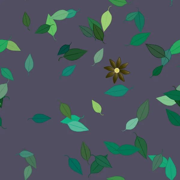 Fleurs Colorées Simples Feuilles Vertes Pour Papier Peint Illustration Vectorielle — Image vectorielle