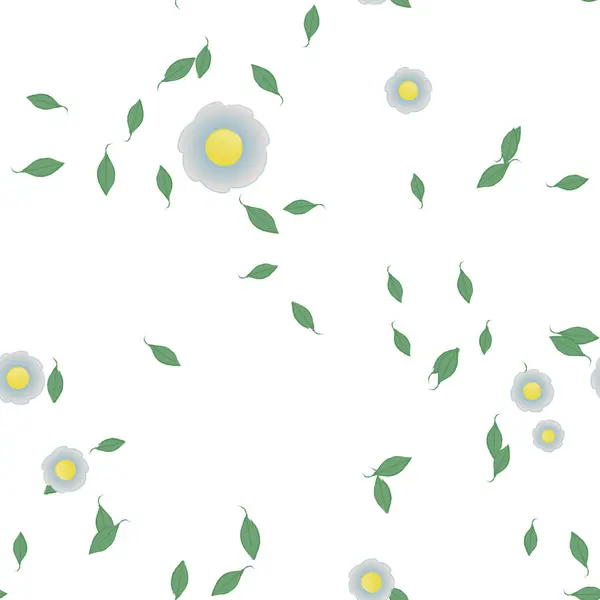 Flores Simples Con Hojas Verdes Composición Libre Ilustración Vectorial — Archivo Imágenes Vectoriales