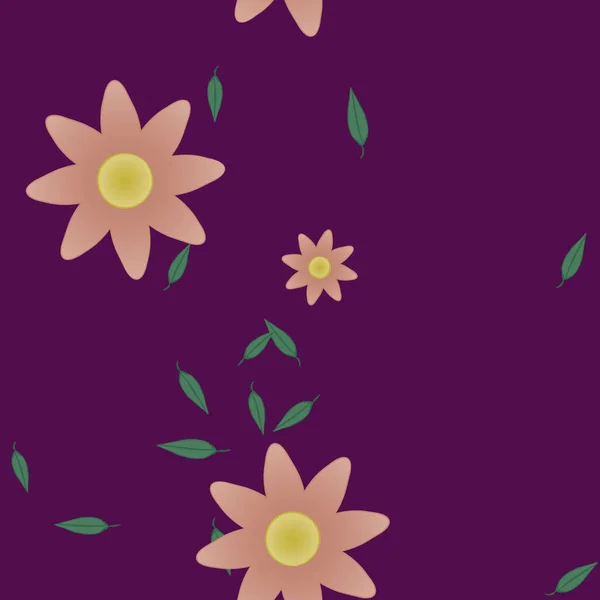 Composition Design Avec Fleurs Simples Feuilles Vertes Illustration Vectorielle — Image vectorielle