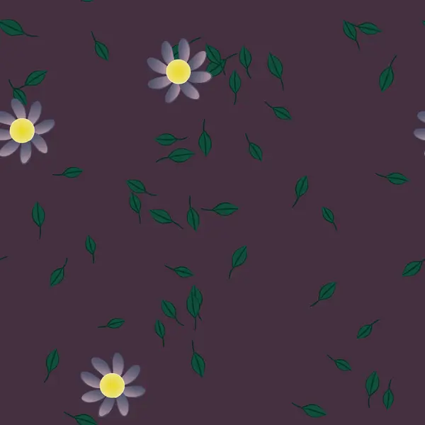 Design Sammansättning Med Enkla Blommor Och Gröna Blad Vektor Illustration — Stock vektor