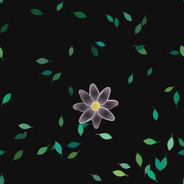 Fleurs Simples Avec Des Feuilles Vertes Composition Libre Illustration Vectorielle — Image vectorielle