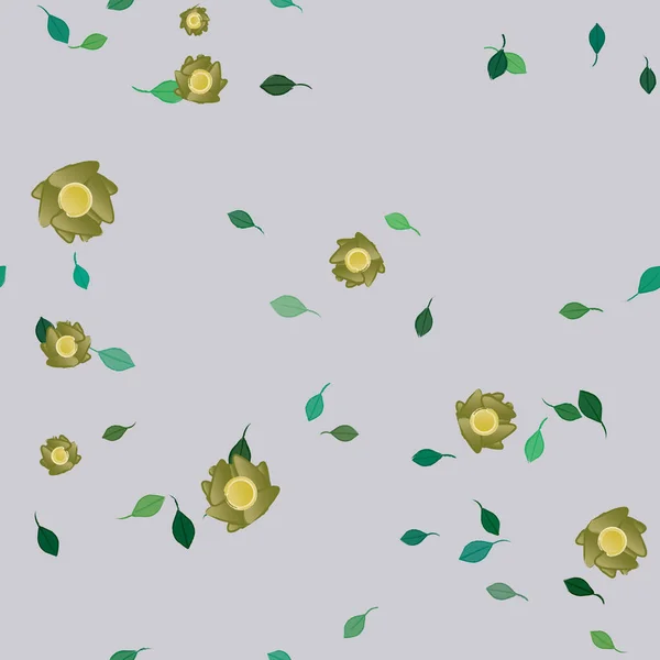 Простые Красочные Цветы Зеленые Листья Обоев Векторная Иллюстрация — стоковый вектор