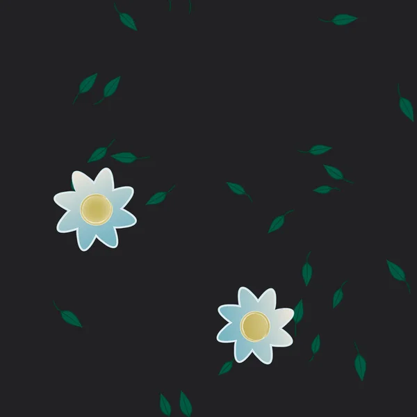 Modèle Vectoriel Avec Des Fleurs Colorées Simples Des Feuilles Vertes — Image vectorielle