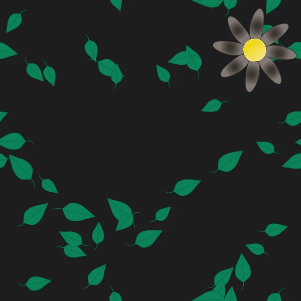 Plantilla Vector Con Flores Coloridas Simples Hojas Verdes — Archivo Imágenes Vectoriales