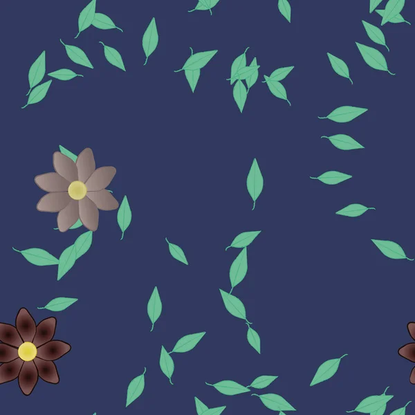 Fleurs Simples Avec Des Feuilles Vertes Composition Libre Illustration Vectorielle — Image vectorielle