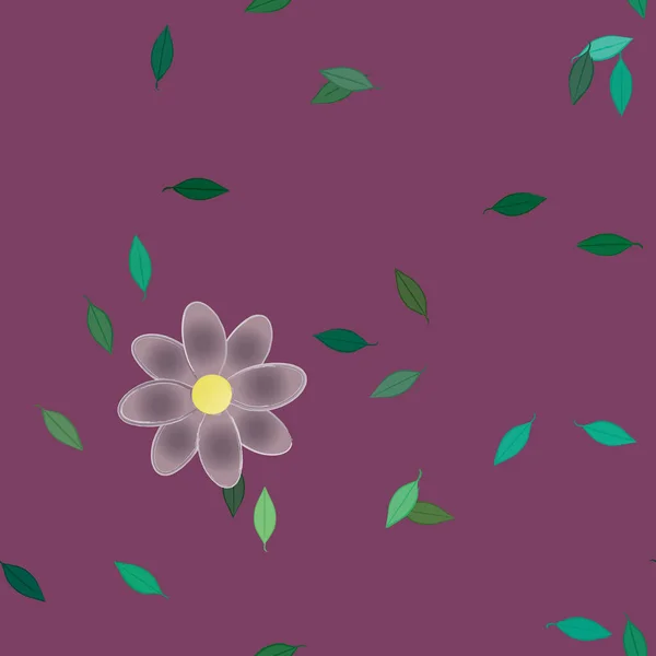 Composition Design Avec Fleurs Simples Feuilles Vertes Illustration Vectorielle — Image vectorielle