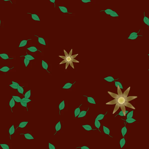 Fleurs Colorées Simples Feuilles Vertes Pour Papier Peint Illustration Vectorielle — Image vectorielle