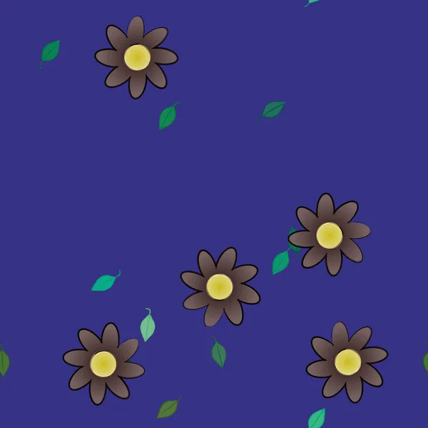 Fleurs Simples Avec Des Feuilles Vertes Composition Libre Illustration Vectorielle — Image vectorielle