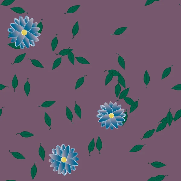 Composition Design Avec Fleurs Simples Feuilles Vertes Illustration Vectorielle — Image vectorielle