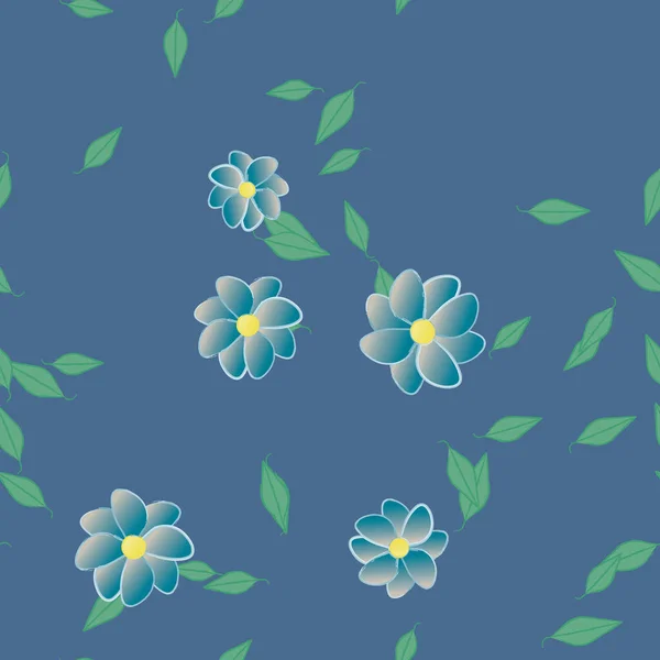 Eenvoudige Kleurrijke Bloemen Groene Bladeren Voor Behang Vector Illustratie — Stockvector