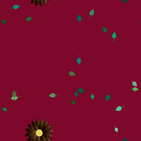 Fleurs Simples Avec Des Feuilles Vertes Composition Libre Illustration Vectorielle — Image vectorielle