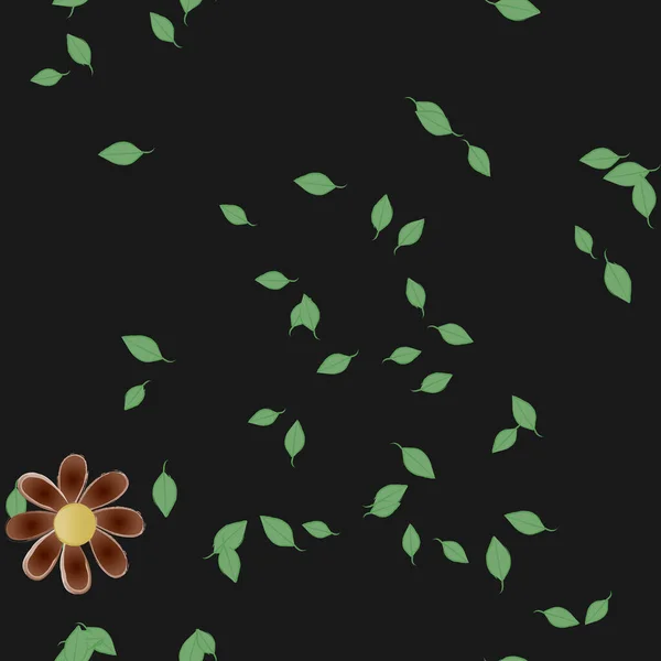 Flores Simples Con Hojas Verdes Composición Libre Ilustración Vectorial — Archivo Imágenes Vectoriales