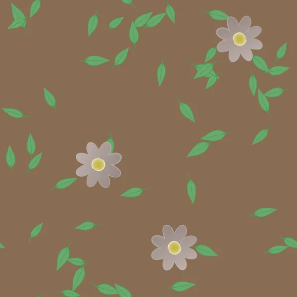 用简单的花和绿叶设计构图 矢量图解 — 图库矢量图片