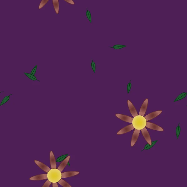 Fleurs Simples Avec Des Feuilles Vertes Composition Libre Illustration Vectorielle — Image vectorielle