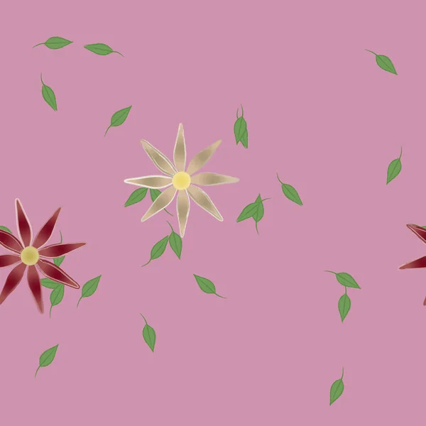 Composición Diseño Con Flores Simples Hojas Verdes Ilustración Vectorial — Archivo Imágenes Vectoriales