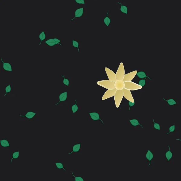 Fleurs Colorées Simples Feuilles Vertes Pour Papier Peint Illustration Vectorielle — Image vectorielle