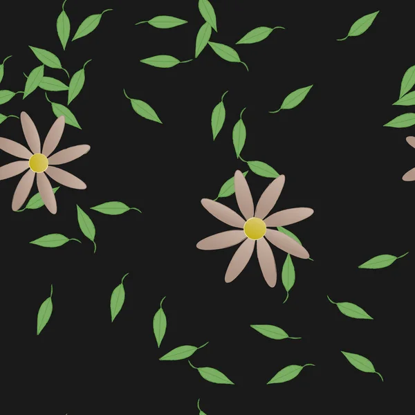 Fleurs Simples Avec Des Feuilles Vertes Composition Libre Illustration Vectorielle — Image vectorielle