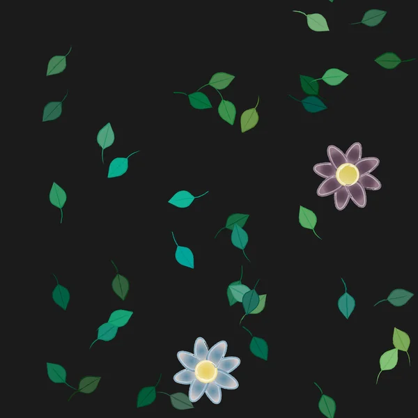 Fleurs Colorées Simples Feuilles Vertes Pour Papier Peint Illustration Vectorielle — Image vectorielle