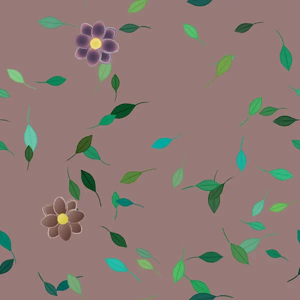 Composition Design Avec Fleurs Simples Feuilles Vertes Illustration Vectorielle — Image vectorielle