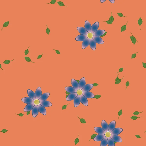 Fleurs Simples Avec Des Feuilles Vertes Composition Libre Illustration Vectorielle — Image vectorielle