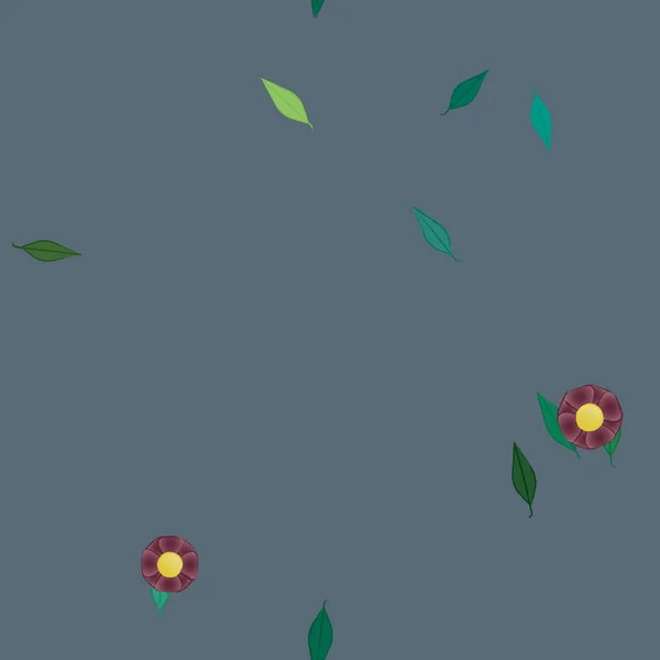 Fleurs Simples Avec Des Feuilles Vertes Composition Libre Illustration Vectorielle — Image vectorielle