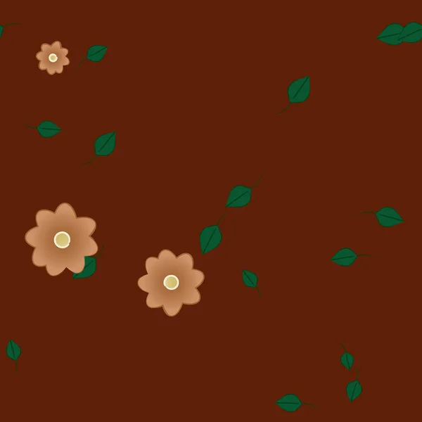 Egyszerű Virágok Zöld Levelek Szabad Összetételű Vektor Illusztráció — Stock Vector