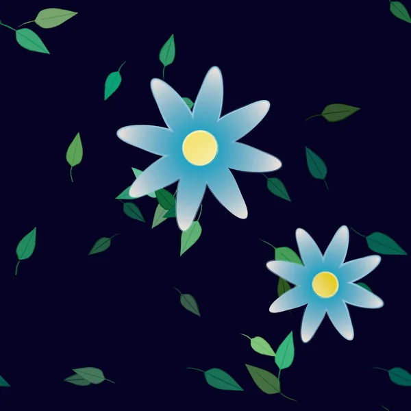 Fleurs Simples Avec Des Feuilles Vertes Composition Libre Illustration Vectorielle — Image vectorielle