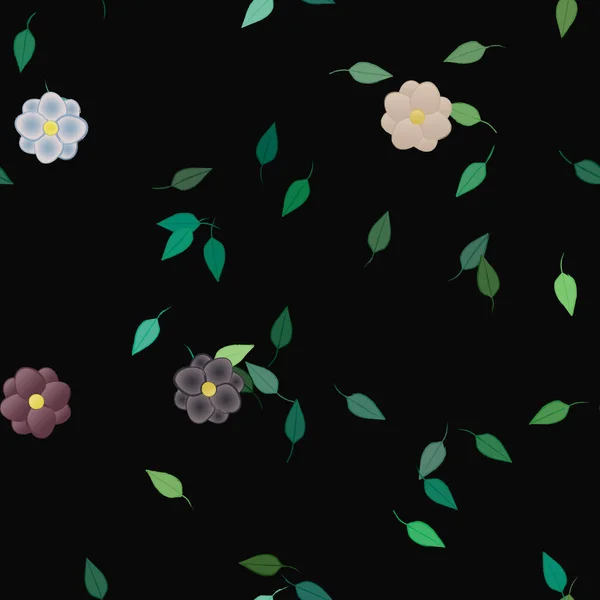 Fleurs Simples Avec Des Feuilles Vertes Composition Libre Illustration Vectorielle — Image vectorielle