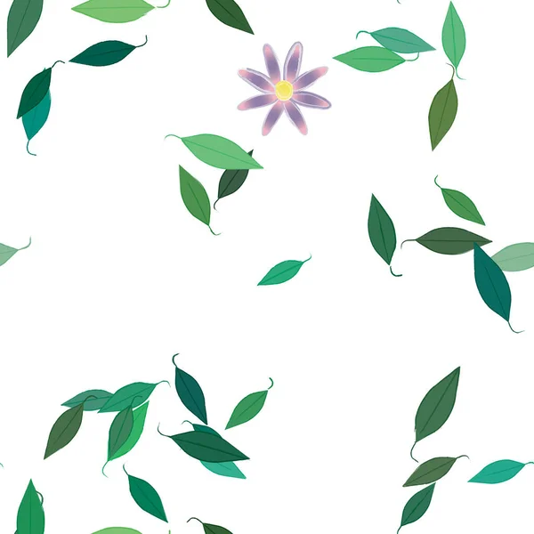 Composição Design Com Flores Simples Folhas Verdes Ilustração Vetorial — Vetor de Stock