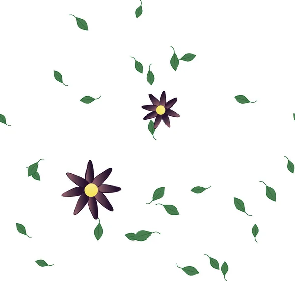 Eenvoudige Kleurrijke Bloemen Groene Bladeren Voor Behang Vector Illustratie — Stockvector