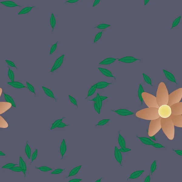 Eenvoudige Kleurrijke Bloemen Groene Bladeren Voor Behang Vector Illustratie — Stockvector
